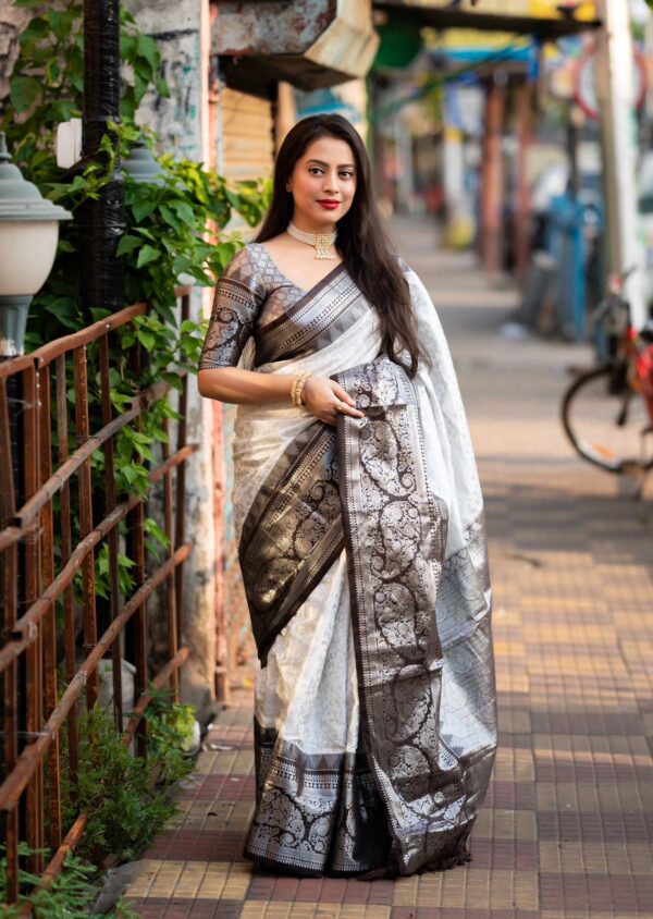 Silk Woven Saree With Zari Woven Design - Image 9