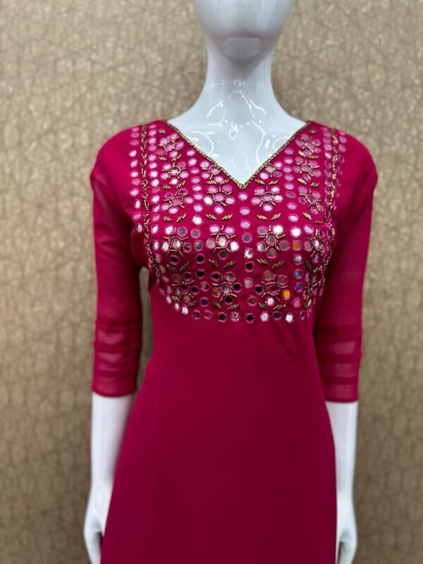 Georgette Fabric Stitched with Crepe Lining Heavy Mirror Handwork - Image 2