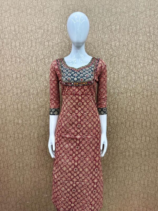 Cotton Kurti with Ajrak Style Prints - Image 2