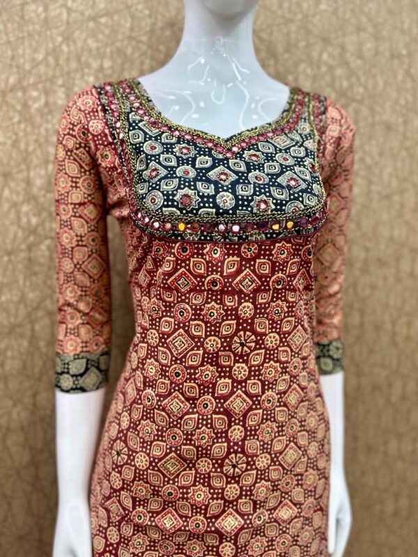 Cotton Kurti with Ajrak Style Prints