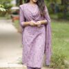 Pastel shaded three piece kurti set